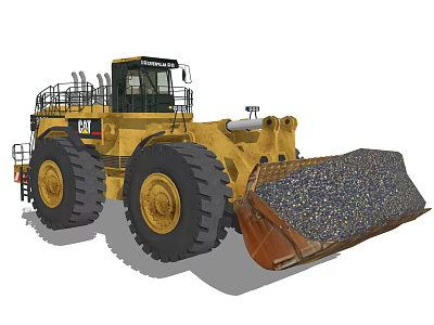 CAT Yellow Heavy Duty Large Loader Filled with Gravel for Construction Work 3d model