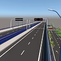 Modern Highway Road Infrastructure with Street Lights Traffic Signs Guardrails and Green Belts