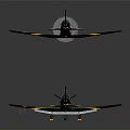 Two Dark Blue Aircraft With Yellow Accents And National Flag Markings In Different Angles