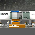 HISUN Modern Exhibition Booth With Glass Walls Reception Desk And Display Area