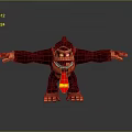 Playful Brown Cartoon Gorilla With Open Arms And Red Tie On Gray Background