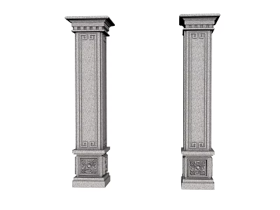 Classical Stone Columns With Decorative Top Ornamental Base And Textured Surface 3d model
