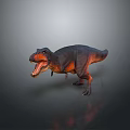 Realistic Tyrannosaurus Rex Dinosaur 3D Model With Open Mouth Reflective Surface And Gray Background