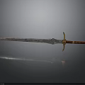 Decorative Medieval Sword With Intricate Carvings Golden Hilt And Red Handle