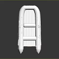 White Inflatable Yacht With Brown Interior Section And Reflective Surface