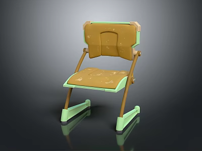 Modern Leisure Chair With Green Frame And Brown Patterned Cushioned Seat 3d model