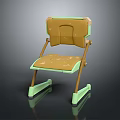 Modern Leisure Chair With Green Frame And Brown Patterned Cushioned Seat
