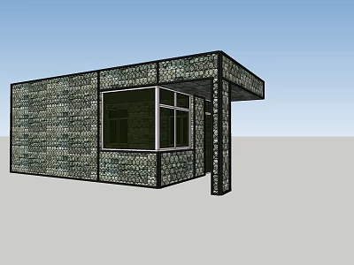 Modern Building Exterior Design With Brick Textured Walls And Windows Overhang 3d model