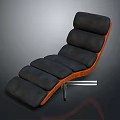 Modern Comfortable Chaise Lounge Design With Black Cushions Wooden Frame And Metal Base