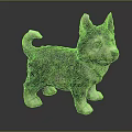 Cute Black And White Puppy Statue With Upright Ears And Curled Tail