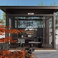 Traditional Garden Landscape With Wooden Pavilion Lattice Design Bamboo And Stone Features