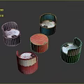 Colorful Modern Table And Chair Set With Red Blue Black Green Seats And Creative Design