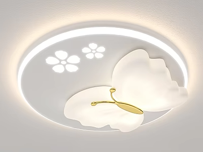 Elegant Modern Ceiling Light With Butterfly Shape And Flower Accents 3d model
