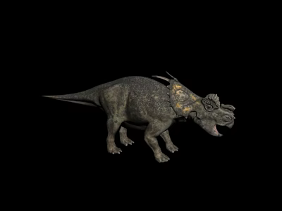 Triceratops Reptile 3D Model with Detailed Skin Texture and Black Background 3d model