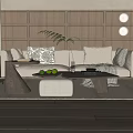 Modern Double Sofa Coffee Table Combination Coffee Table Ornaments 3d model