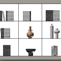 White Modern Bookshelf Interior With Multiple Shelves Books Vases And Decorative Bowl