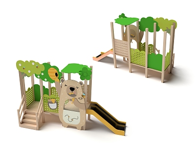 Panda Paradise Cartoon Paradise Children's Slide Crawl Featured Equipment 3d model