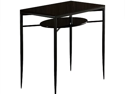 Modern Corner Table With Black Metal Frame Dark Tabletop And Lower Shelf 3d model