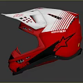 Red And White Motocross Helmet With Ventilation Holes And Safety Features