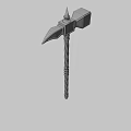 Ornate War Hammer With Purple Twisted Handle Gold Accents And Intricate Gold Silver Head