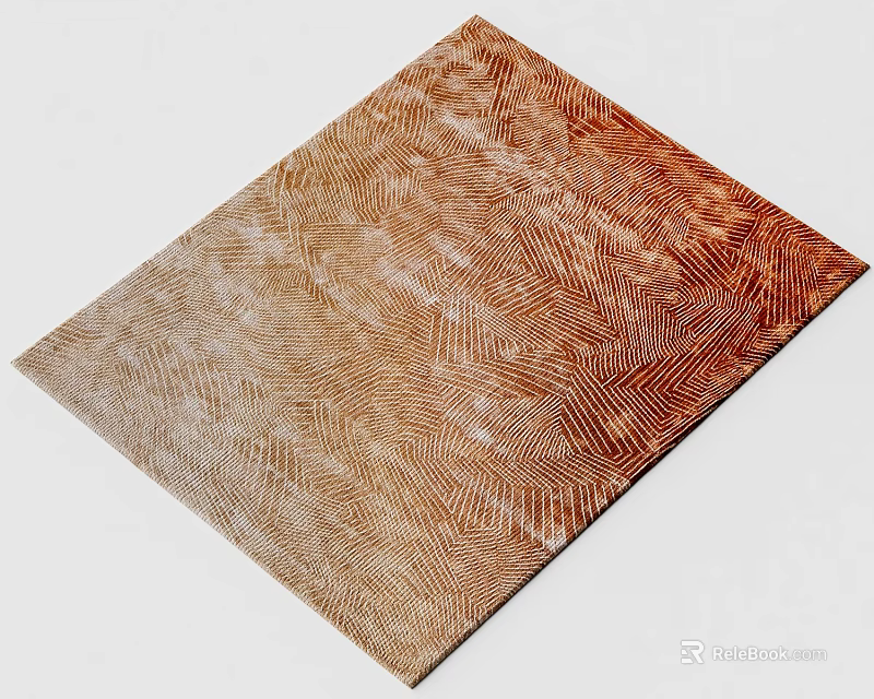 Square Carpet with Brown Beige Gradient and Elegant Modern Geometric Textured Design 3d model