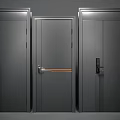 Black Security Doors In Modern Style With Brown Accent Strips Metal Handles And Secure Locks