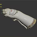 White Professional Glove With Blue Fingertips And Metal Wrist Components