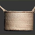 Durable Handwoven Round Storage Basket With Two Handles For Home Organizing
