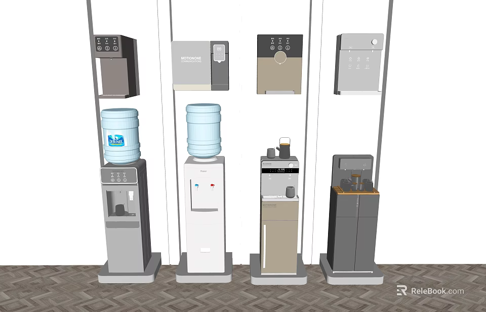 Various Types Of Household Appliances Including Water Dispensers And Small Devices On 3d model 