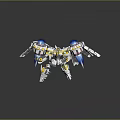 Mechanical Game Movie Character With White Yellow Blue Color And Winged Glowing Parts