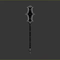 Sleek Fantasy Warhammer With Intricate Metal Head And Black Silver Long Handle Design