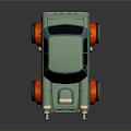 Cartoon Style Turquoise Car With Orange Accents Red Wheels And Number 101