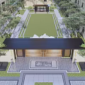 New Chinese style gate entrance gate tower axis landscape 3d model