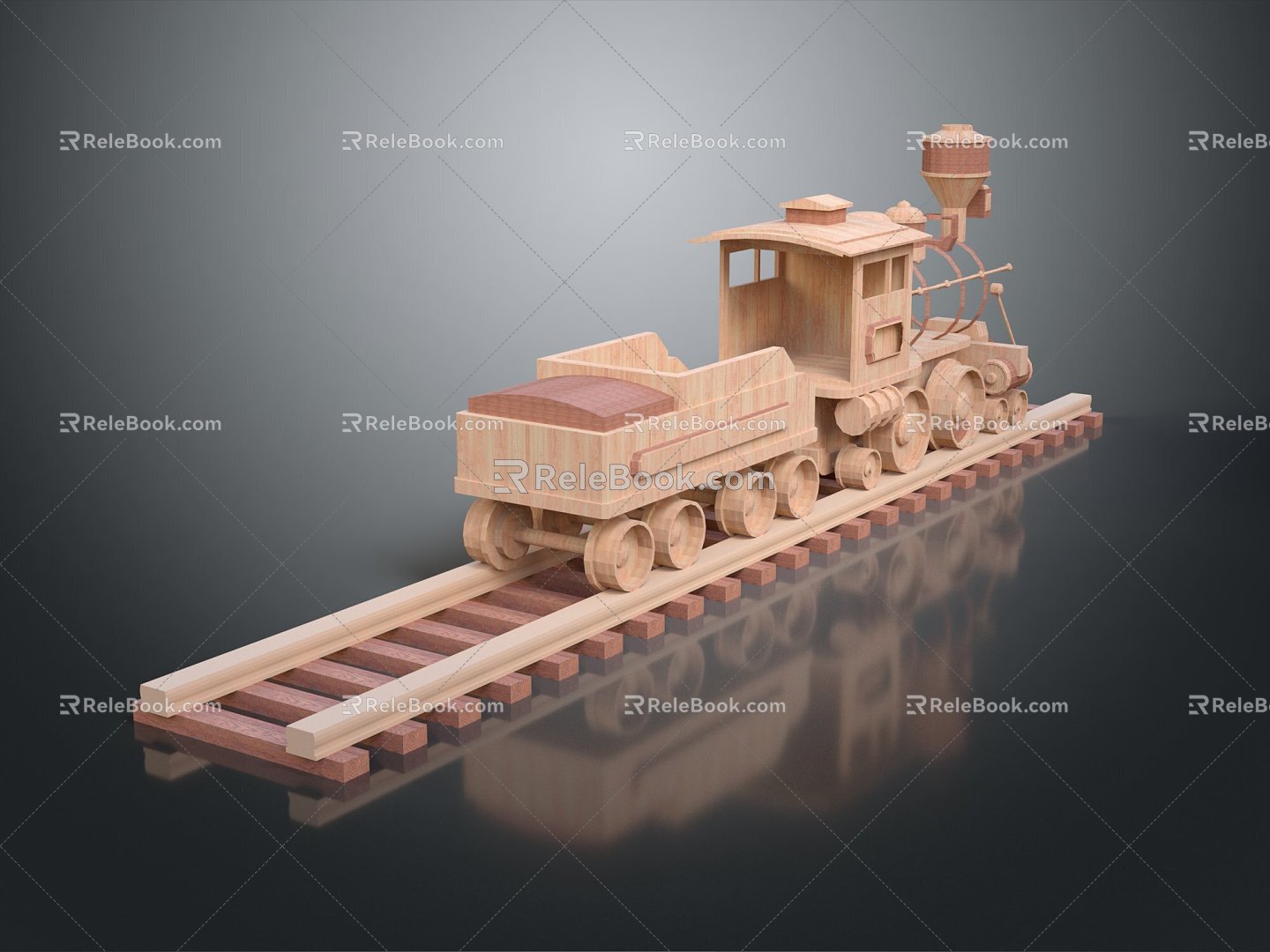 Modern toy train wooden train toy train 3d model