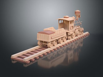 Modern toy train wooden train toy train 3d model