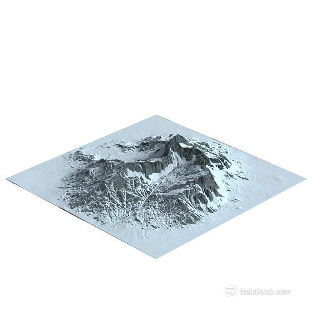 Natural Scenic Snowy Mountain Landscape with Rocky Peaks and Snow Covered Slopes 3d model 