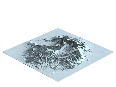 Natural Scenic Snowy Mountain Landscape with Rocky Peaks and Snow Covered Slopes 3d model
