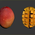 Vibrant Fresh Mango Whole Fruit and Cubed Slices on Dark Background