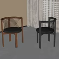 Modern Dining Chairs With Woven Backrest Black Cushion Two Different Colors Interior 3d model