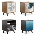 Modern Bedside Tables With Wooden Frame Drawer And Leaf Geometric Patterns 3d model