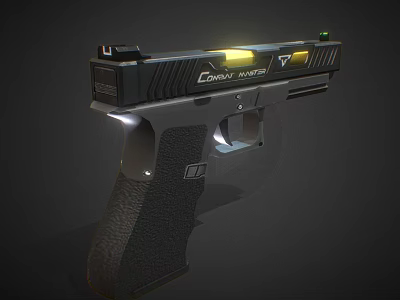 Modern Crimson Trace Handgun With Yellow Aiming Light And Textured Grip 3d model