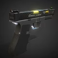 Modern Crimson Trace Handgun With Yellow Aiming Light And Textured Grip