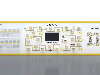Project Management Visual Board With Milestone Tracking Team Collaboration And Yellow Icons 3d model