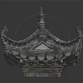 Traditional Chinese Architectural Roof Structure With Curved Eaves Ornate Tiles And Carvings