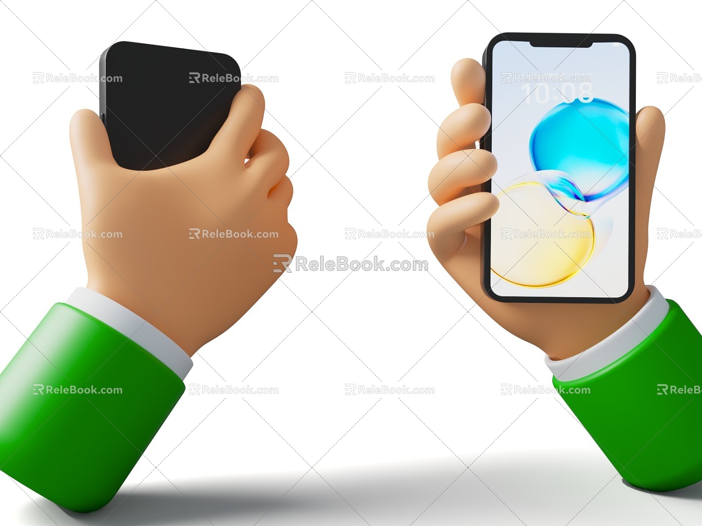 Cartoon Style Handheld Mobile Phone Cartoon Gesture Cartoon Style Mobile Phone model