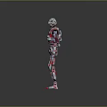 Red And Silver Mechanical Robot Figure With Detailed Armor Structure Design 3d model