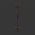Gothic Style Dark Colored Display Cabinet With Pointed Top Glass Panes And Carved Base