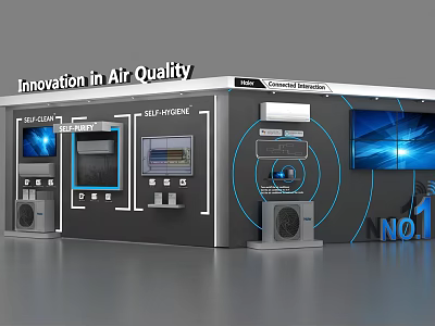 Innovation in Air Quality Exhibition Booth With Digital Screens And Air Equipment 3d model