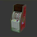 Red And Silver Classic Slot Machine With Reels Lever And Control Buttons 3d model