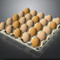White Egg Carton With Light Pink And Orange Eggs Neatly Arranged On Dark Background